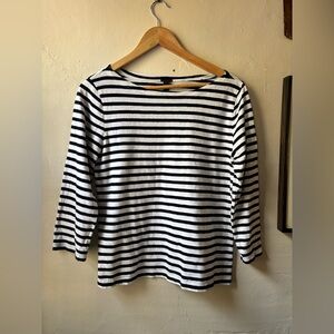 J. Crew Navy and White Striped Mariner Long Sleeve Top